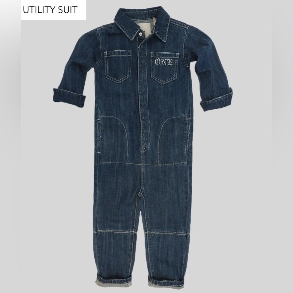 One Teaspoon Kids Rodeo Blue Paradise Utility Jumpsuit - size 8 to 9 - NWT